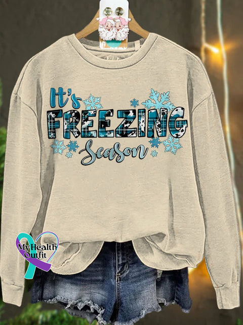 Christmas It’s Freezing Season Gift For Winter Casual Sweatshirt Sand / S
