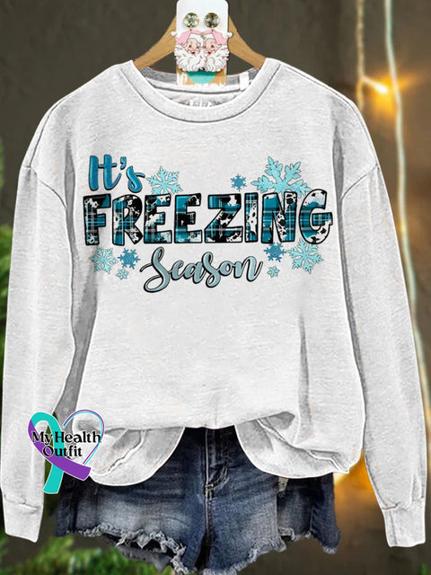 Christmas It’s Freezing Season Gift For Winter Casual Sweatshirt White / S