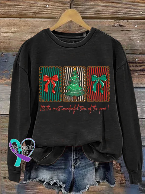 Christmas It’s The Most Wonderful Time Of The Year Print Casual Sweatshirt Black / S