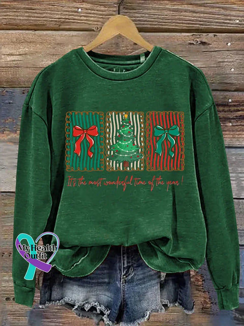 Christmas It’s The Most Wonderful Time Of The Year Print Casual Sweatshirt Green / S