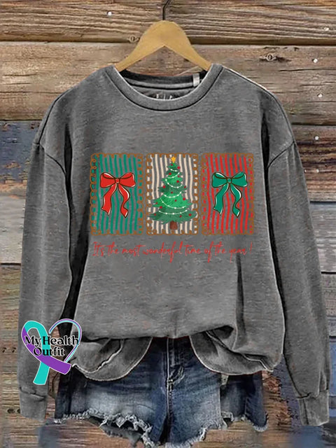Christmas It’s The Most Wonderful Time Of The Year Print Casual Sweatshirt Grey / S