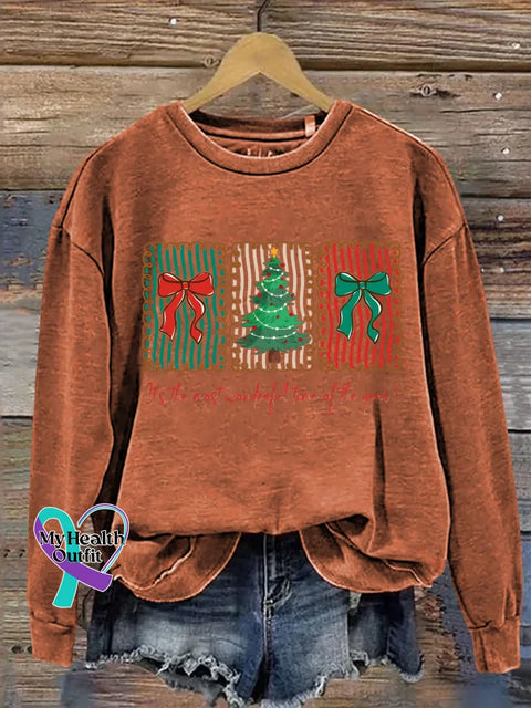 Christmas It’s The Most Wonderful Time Of The Year Print Casual Sweatshirt Orange / S