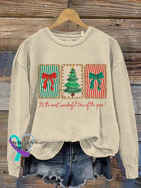 Christmas It’s The Most Wonderful Time Of The Year Print Casual Sweatshirt Sand / S