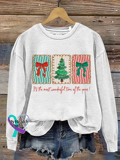 Christmas It’s The Most Wonderful Time Of The Year Print Casual Sweatshirt White / S