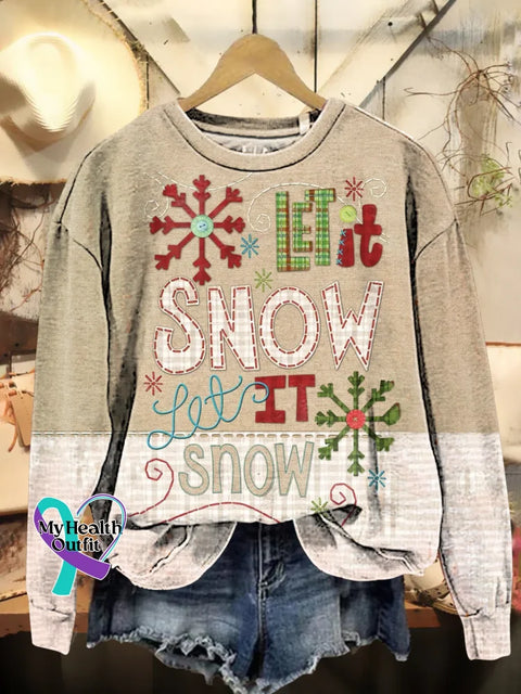 Christmas Let It Snow Let It Snow Print Casual Sweatshirt Multicolor / S
