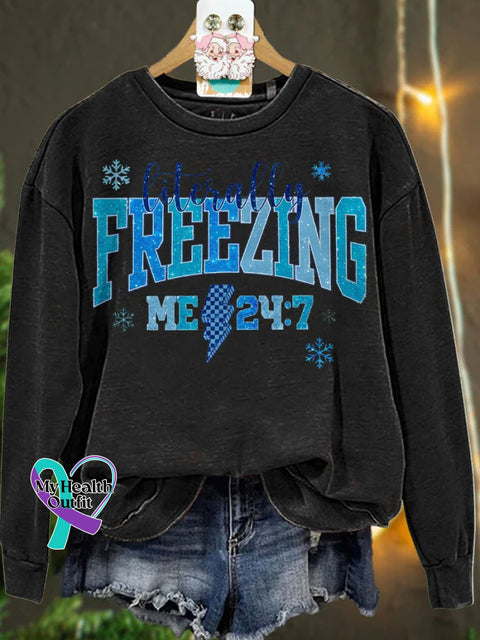 Christmas Literally Freezing Winter Casual Sweatshirt Black / S