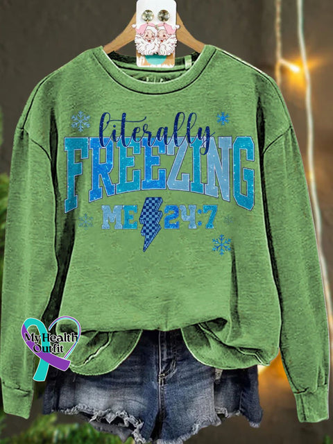 Christmas Literally Freezing Winter Casual Sweatshirt Lightgreen / S