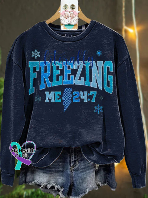 Christmas Literally Freezing Winter Casual Sweatshirt Navyblue / S