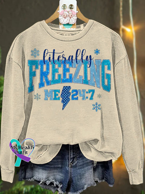 Christmas Literally Freezing Winter Casual Sweatshirt Sand / S