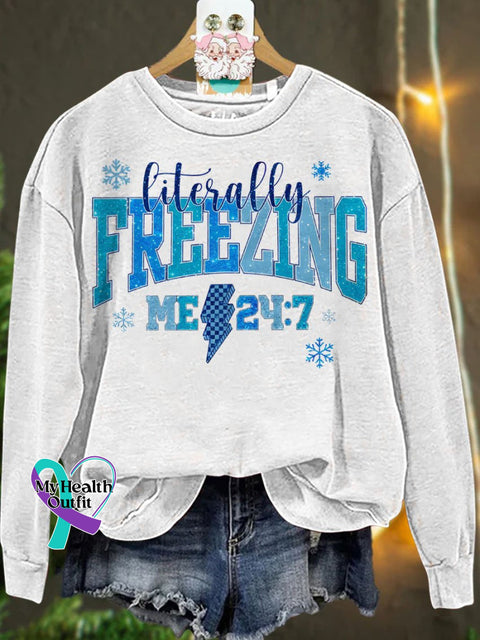 Christmas Literally Freezing Winter Casual Sweatshirt White / S
