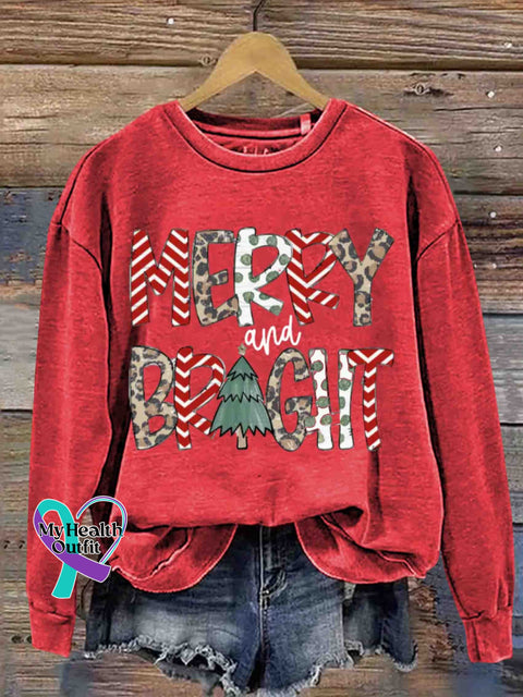 Christmas Merry And Braght Retro Casual Printed Sweatshirts Red / S