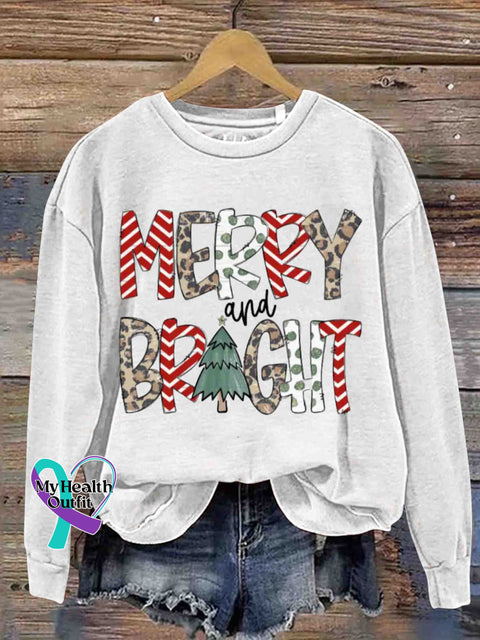 Christmas Merry And Braght Retro Casual Printed Sweatshirts White / S