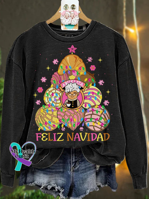 Christmas Mexican Cafecito Y Pan Dulce Casual Sweatshirt Black / S