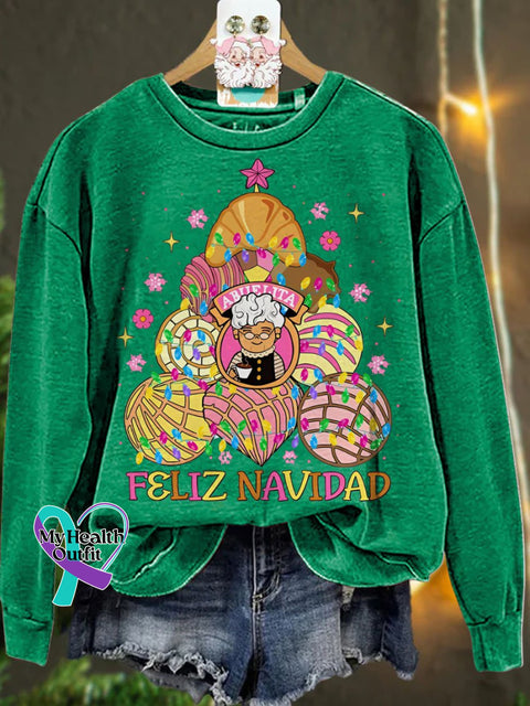 Christmas Mexican Cafecito Y Pan Dulce Casual Sweatshirt Green / S