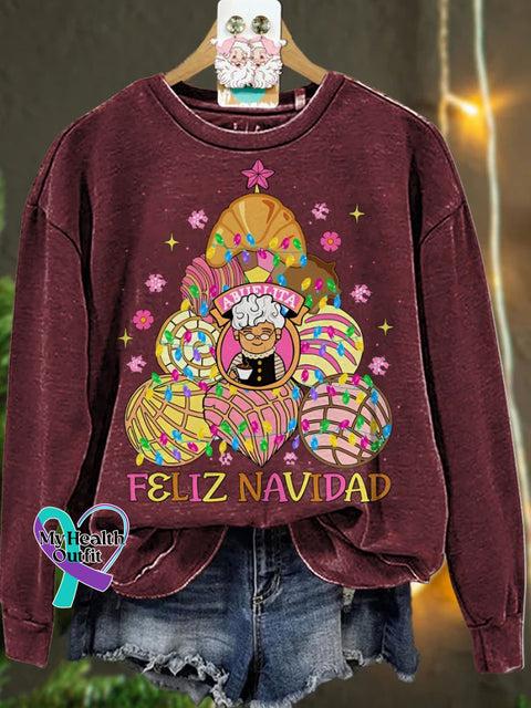 Christmas Mexican Cafecito Y Pan Dulce Casual Sweatshirt Maroon / S