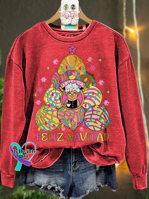 Christmas Mexican Cafecito Y Pan Dulce Casual Sweatshirt Red / S