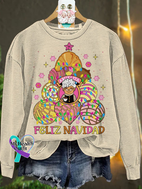 Christmas Mexican Cafecito Y Pan Dulce Casual Sweatshirt Sand / S