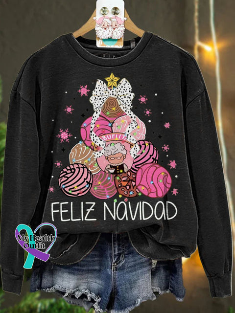 Christmas Mexican Chocolate Pink Tree Casual Sweatshirt Black / S