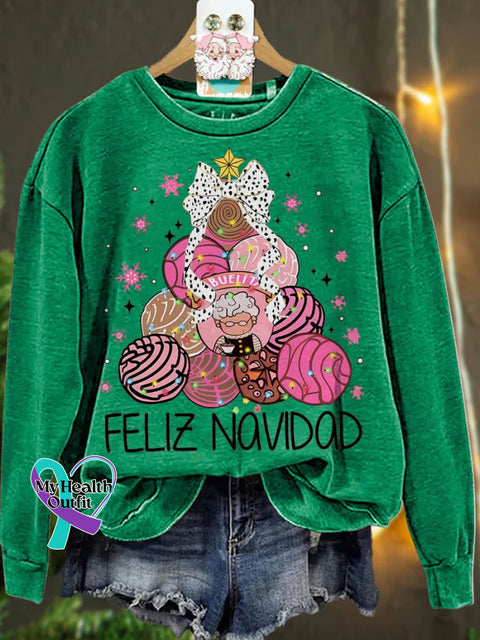 Christmas Mexican Chocolate Pink Tree Casual Sweatshirt Green / S