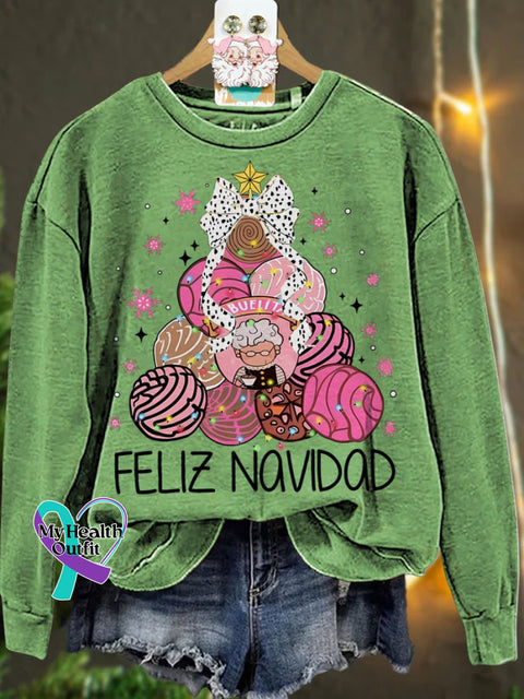 Christmas Mexican Chocolate Pink Tree Casual Sweatshirt Lightgreen / S