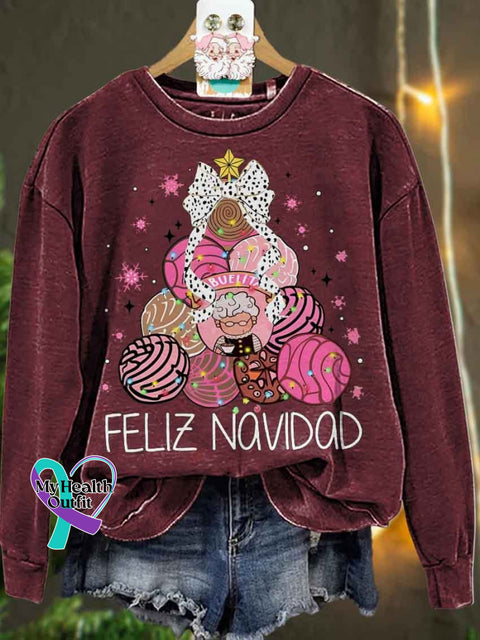 Christmas Mexican Chocolate Pink Tree Casual Sweatshirt Maroon / S