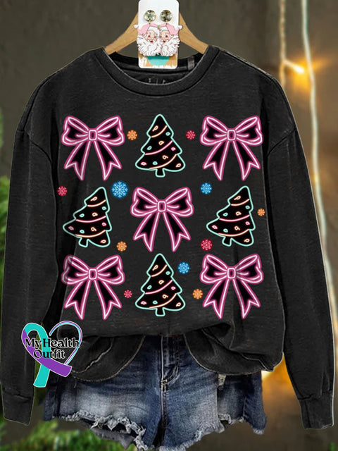 Christmas Neon Coquette Tree Casual Sweatshirt Black / S