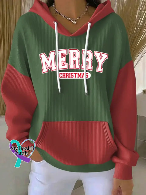 Christmas Pattern Art Print Casual Hooded Pocket Sweatshirt Green1 / S