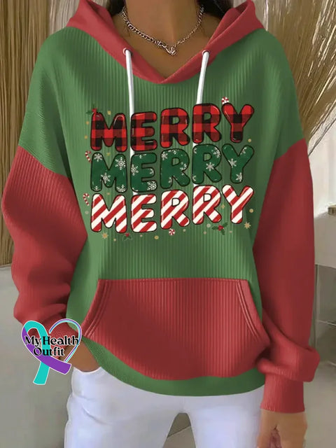 Christmas Pattern Art Print Casual Hooded Pocket Sweatshirt Green2 / S