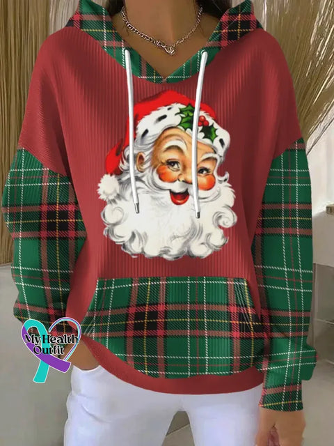 Christmas Pattern Art Print Casual Hooded Pocket Sweatshirt Red2 / S