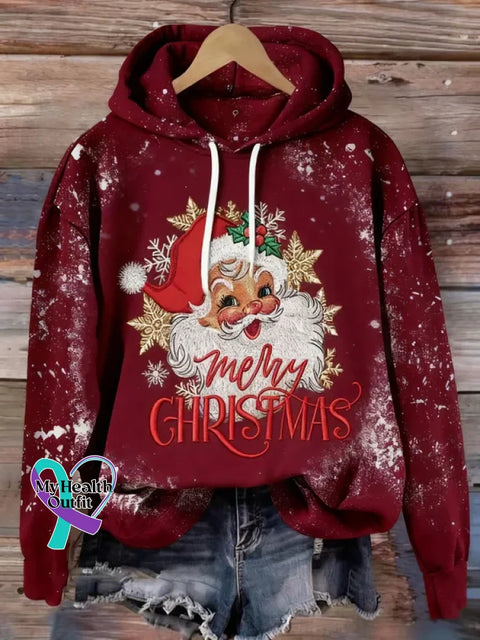 Christmas Pattern Art Print Casual Hooded Pocket Sweatshirt Red2 / S