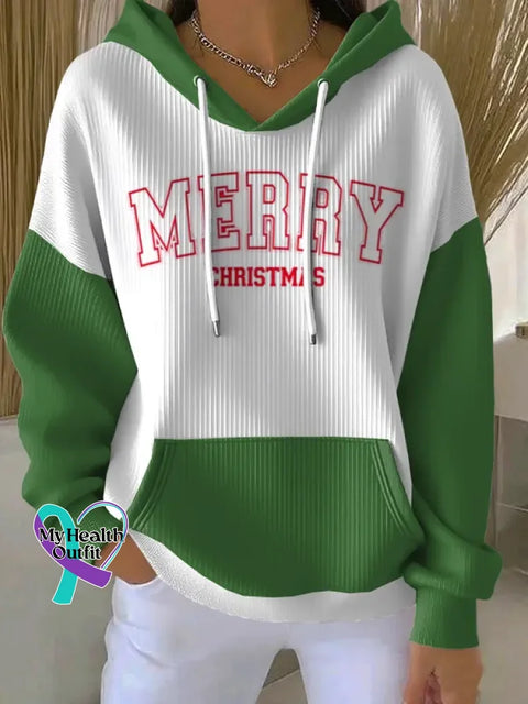 Christmas Pattern Art Print Casual Hooded Pocket Sweatshirt White1 / S