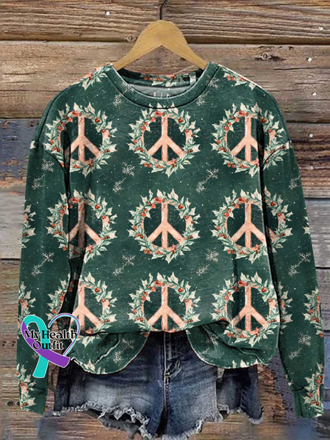 Christmas Peace Sign Hippie Love And Casual Sweatshirt Multicolor / S
