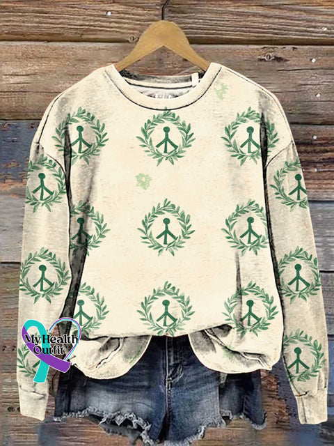 Christmas Peace Sign Hippie Love And Casual Sweatshirt Multicolor / S
