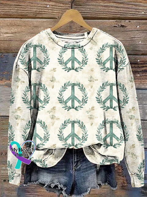 Christmas Peace Sign Hippie Love And Casual Sweatshirt Multicolor / S