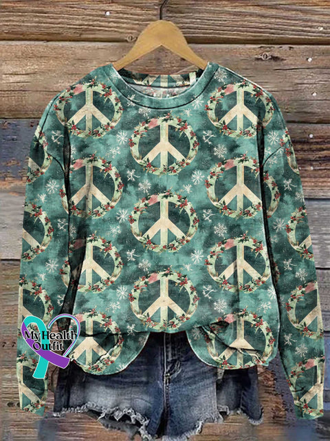 Christmas Peace Sign Hippie Love And Casual Sweatshirt Multicolor / S