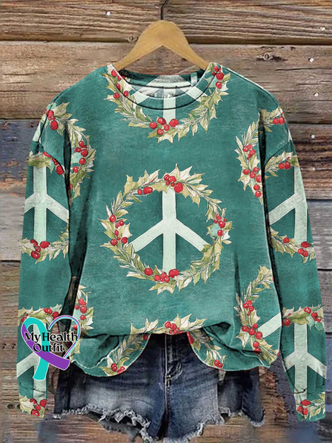 Christmas Peace Sign Hippie Love And Casual Sweatshirt Multicolor / S