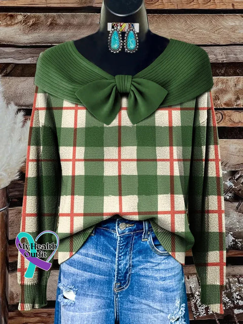 Christmas Plaid Print Buttoned Cardigan Sweater Multicolor / XL