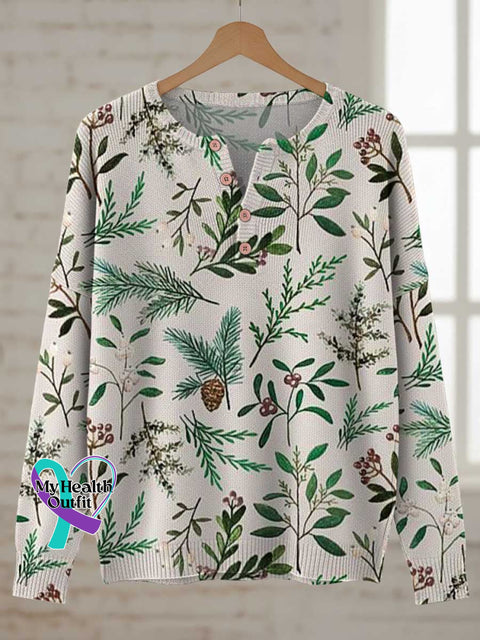 Christmas Print Buttoned Cardigan Sweater Multicolor / S