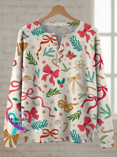Christmas Print Buttoned Cardigan Sweater Multicolor / S