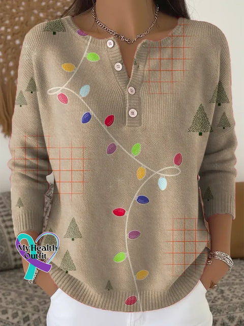 Christmas Print Buttoned Cardigan Sweater Multicolor / S