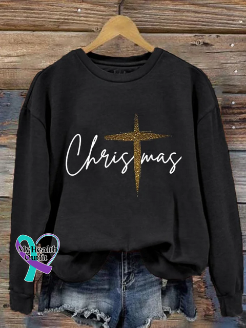 Christmas Print Casual Sweatshirt Black / L
