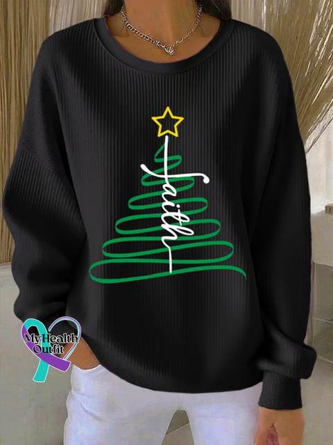Christmas Print Casual Sweatshirt Black / S