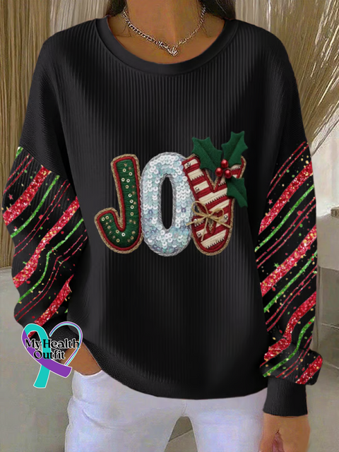 Christmas Print Casual Sweatshirt Black / S