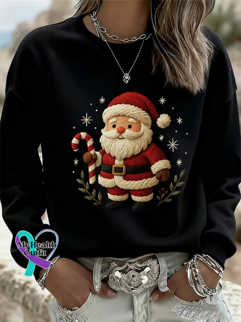 Christmas Print Casual Sweatshirt Black / S