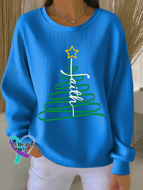 Christmas Print Casual Sweatshirt Blue / S