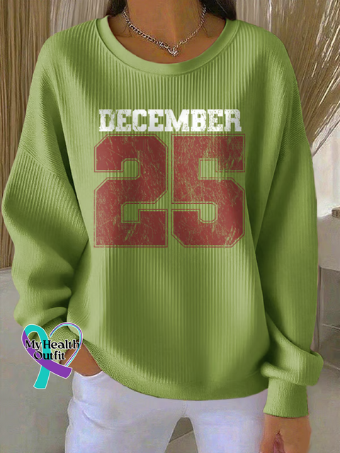 Christmas Print Casual Sweatshirt Green / S