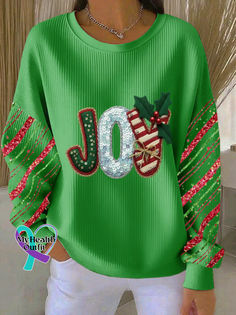 Christmas Print Casual Sweatshirt Green / S