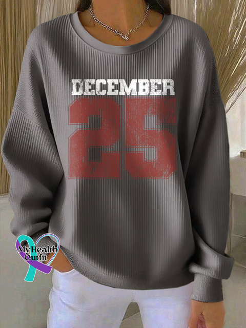 Christmas Print Casual Sweatshirt Grey / S