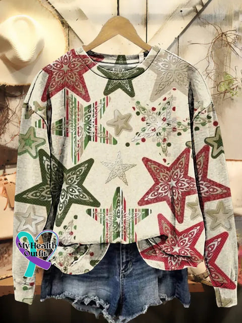 Christmas Print Casual Sweatshirt Multicolor / S