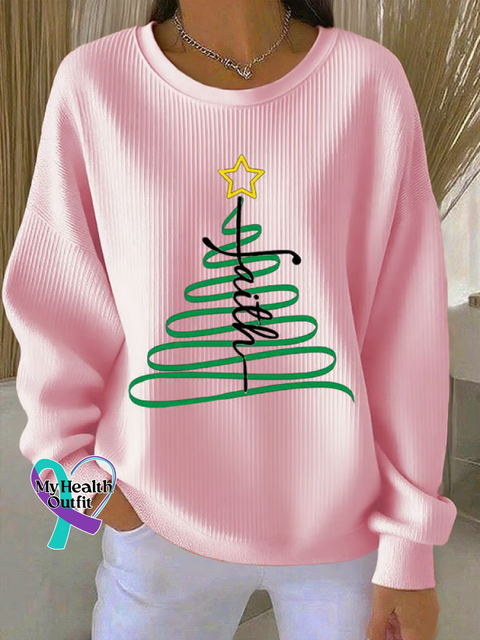 Christmas Print Casual Sweatshirt Pink / S